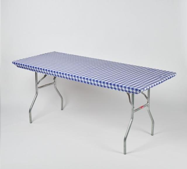 Where to rent TABLE COVER 6FT BLUE WHITE in St. Louis MO